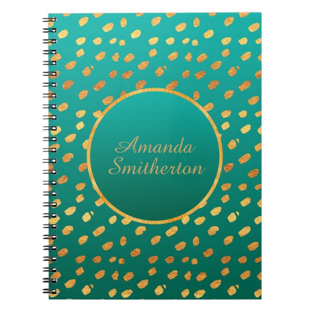 Caderno Espiral Monograma Dourado Glamoroso Personalizado (Frente)