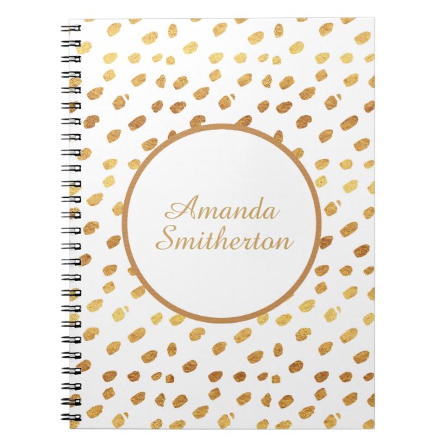Caderno Espiral Monograma Dourado Glamoroso Personalizado (Frente)