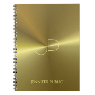 Caderno Espiral Monograma Dourado Metálico Moderno - Modelo