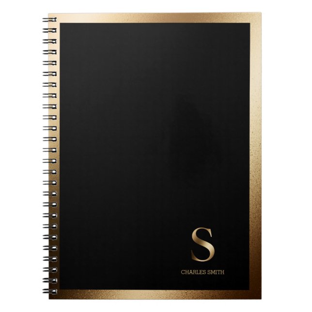 Caderno Espiral Monograma Dourado simples | Branco (Frente)