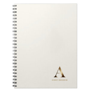 Caderno Espiral Monograma Dourado simples   Ivory Off White