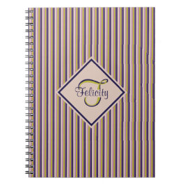 Caderno Espiral Monograma Dourado, violeta, púrpura e cor-de-rosa