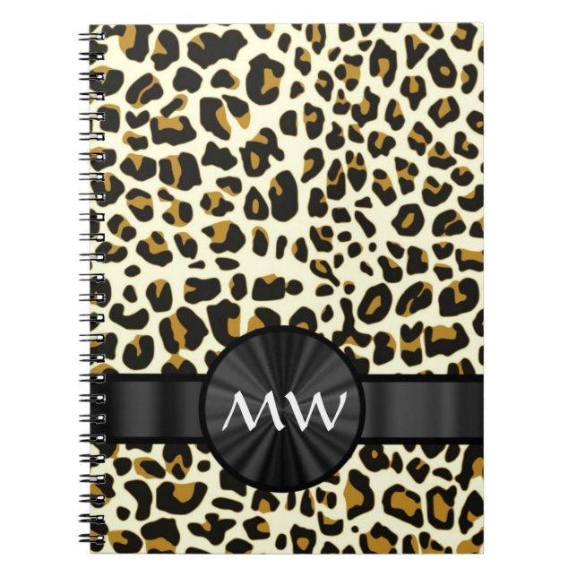 Caderno Espiral Monograma e impressão leopardo (Frente)