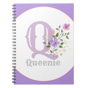 Caderno Espiral Monograma e nome com flores