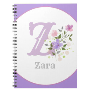 Caderno Espiral Monograma e nome com flores