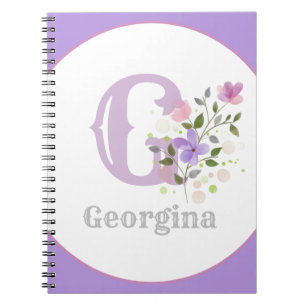 Caderno Espiral Monograma e nome com flores
