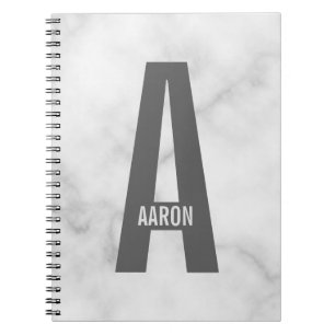 Caderno Espiral Monograma e Nome de Negrito Personalizado Moderno