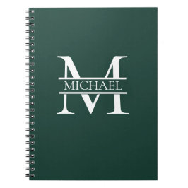 Caderno Espiral Monograma e nome Elegante Emerald Verde Personaliz