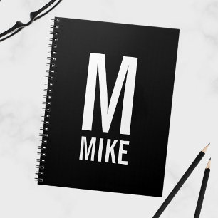 Caderno Espiral Monograma e Nome Personalizados Modernos