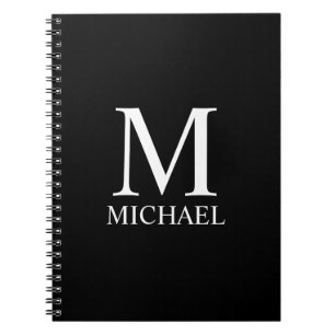 Caderno Espiral Monograma e Nome Personalizados Pretos