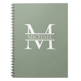 Caderno Espiral Monograma e nome verdes para sábado personalizado