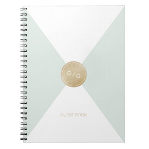 Caderno Espiral Monograma editado a cores, moderno livro de convid