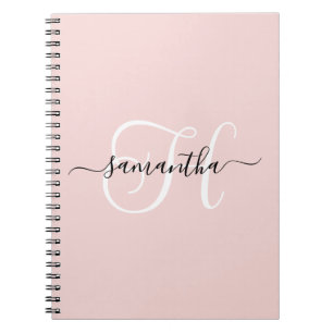Caderno Espiral Monograma Elegante Branco e Preto
