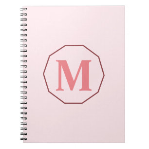 Caderno Espiral Monograma elegante cor-de-rosa penteado personaliz