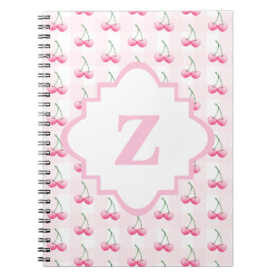 Caderno Espiral Monograma Elegante de Cereja Rosa-Cor-de-Água