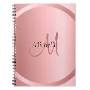 Caderno Espiral Monograma Elegante Dourado Rosa personalizado
