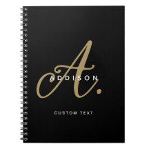 Monograma Elegante em Preto e Dourado com Letra Cu