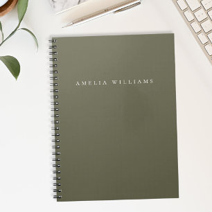 Caderno Espiral Monograma Elegante Minimalista em Verde Oliva