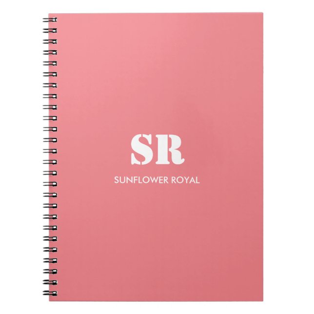 Caderno Espiral Monograma Elegante Rosa Mínimo (Frente)