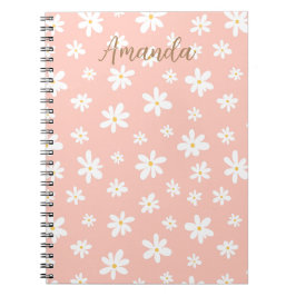 Caderno Espiral Monograma feminino padrão floral colorido 