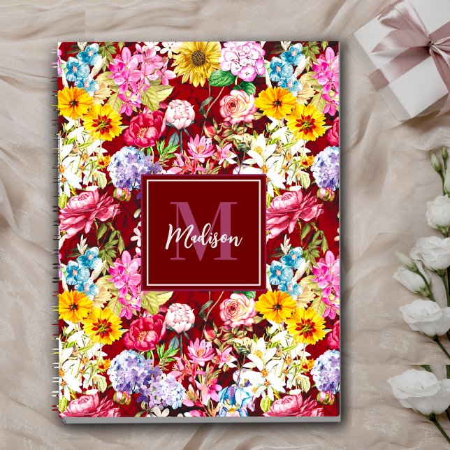 Caderno Espiral Monograma Floral amarelo-claro (Criador carregado)