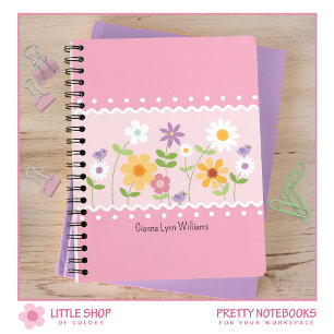 Caderno Espiral Monograma Floral Cor-de-Rosa