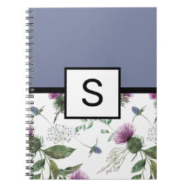 Caderno Espiral Monograma Floral Lilás