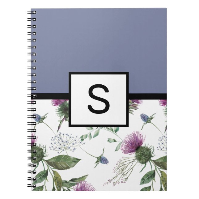Caderno Espiral Monograma Floral Lilás (Frente)