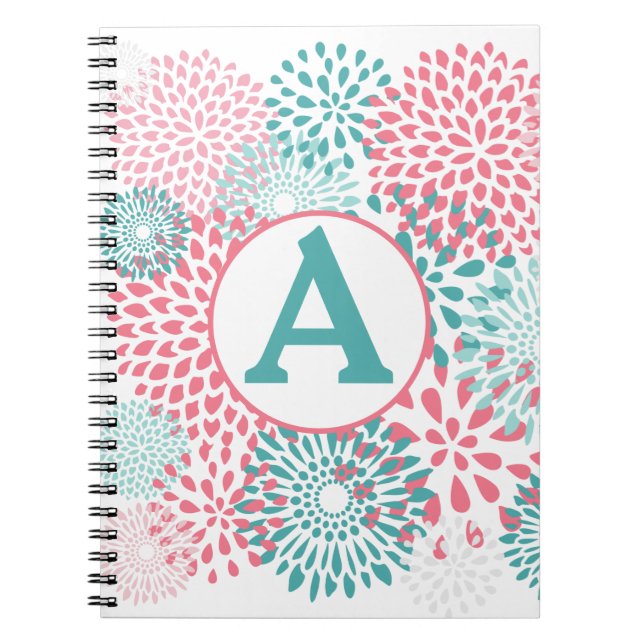 Caderno Espiral Monograma Floral Rosa (Frente)