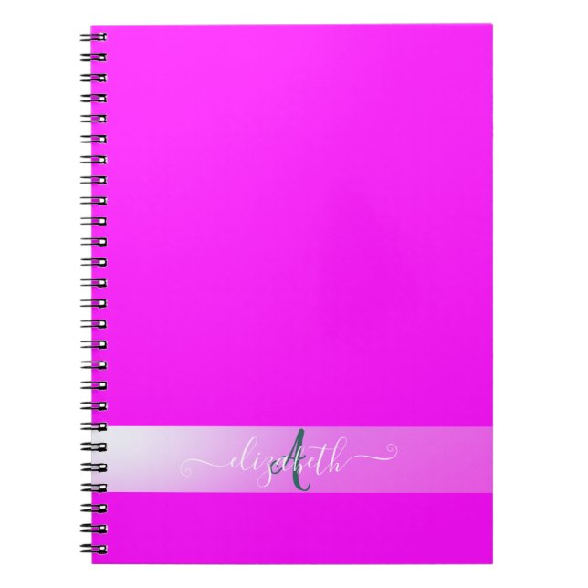 Caderno Espiral Monograma fluorescente rosa (Frente)