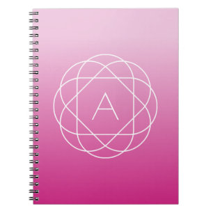 Caderno Espiral Monograma Geométrico Floral Tons de Rosa Ombre