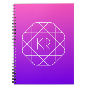 Caderno Espiral Monograma Geométrico Legal Magenta Violeta Roxo