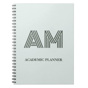 Caderno Espiral Monograma Geométrico Verde Sal Minimalista Persona