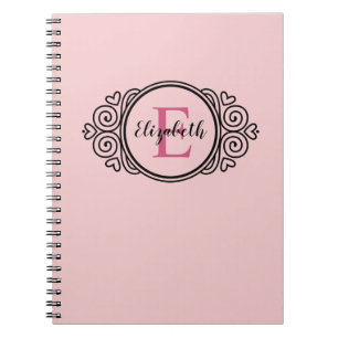 Caderno Espiral Monograma Giratório Rosa