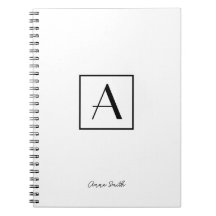 Monograma Inicial em Script Preto e Branco Profiss