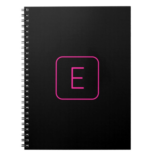 Caderno Espiral Monograma inicial estilizado moderno | Rosa e Pret (Frente)