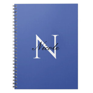 Caderno Espiral Monograma Inicial Manuscrito Próprio Nome Azul