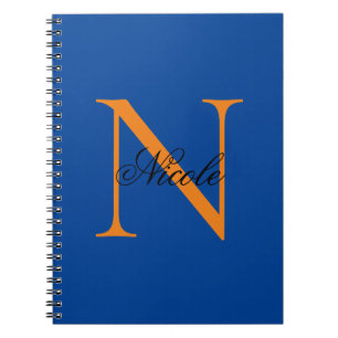 Caderno Espiral Monograma Inicial Manuscrito Próprio Nome Azul Esc
