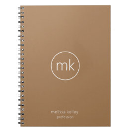 Caderno Espiral Monograma Inicial Minimalista Empresarial Branco &