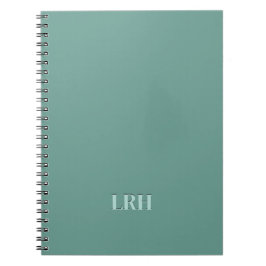 Caderno Espiral Monograma Inicial Monocromático Verde