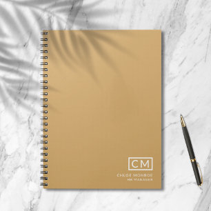 Caderno Espiral Monograma Inicial Mostarda Profissional Moderno