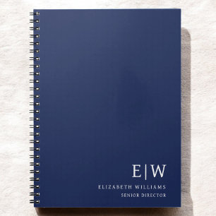Caderno Espiral Monograma Inicial Profissional Azul Marinho para N