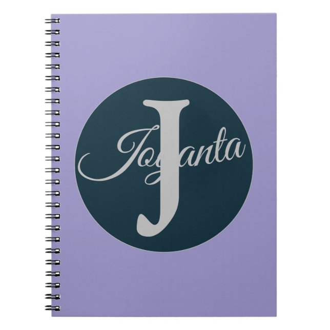 Caderno Espiral Monograma laranja cinza azul personalizado Elegant (Frente)