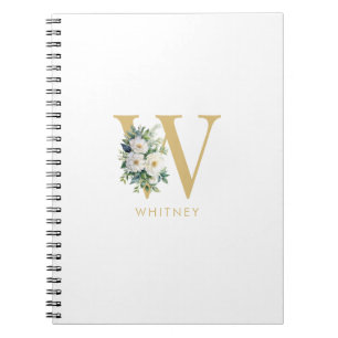 Caderno Espiral Monograma - Letra Floral Nome Inicial
