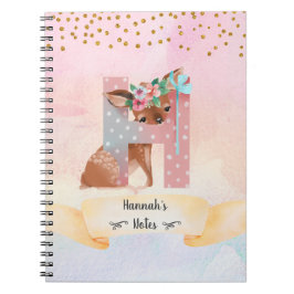 Caderno Espiral Monograma - Letra H Baby Deer Girl Diário