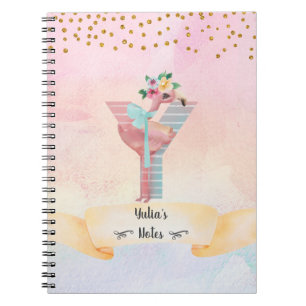 Caderno Espiral Monograma - Letra Y Baby Flamingo Girly Diary