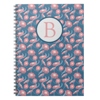 Caderno Espiral Monograma Lindas Flores Rosa
