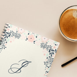 Caderno Espiral Monograma Mais Suave | Personalizado Floral Custom