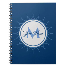 Caderno Espiral Monograma marinho elegante intenso!