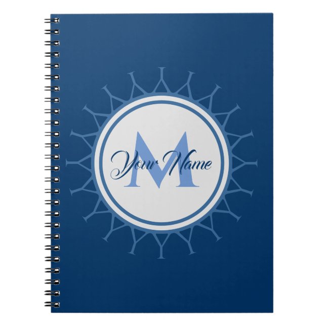 Caderno Espiral Monograma marinho elegante intenso! (Frente)